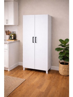 Emr Mobilya 70 cm 2 Kapaklı Beyaz Renk Cok Amaclı Dolap