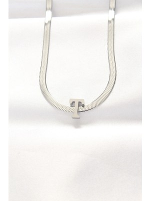 Uslucan Alışveriş 316L Çelik T Harfli Silver Renk Italyan Zincirli Kolye