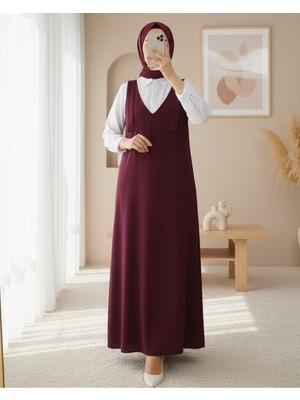 Moda Morfo Omuzları Bağlamalı Uzun Jile       -Bordo
