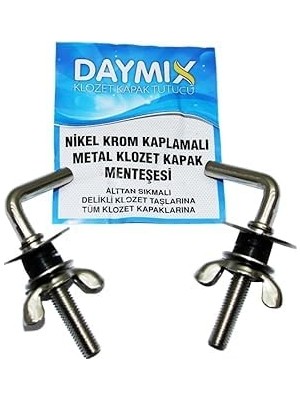 Daymıx Metal Klozet Kapak Menteşesi Vidası, Nikel Krom Kaplamalı, Alttan Sıkmalı, 5 kg Ağırlık Kapasiteli, 90 cm x 3.5 Cm, Pvc Menteşe Dahil