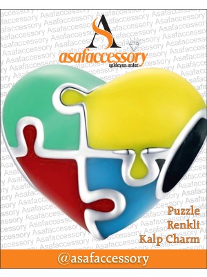 Asaf Accessory Puzzle Renkli Kalp Charm