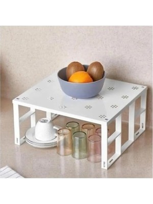 Ayaklı Metal Raf - Beyaz, Çok Amaçlı Mutfak ve Banyo Kullanımına Uygun, Dayanıklı Depolama ve Organizer Rafı