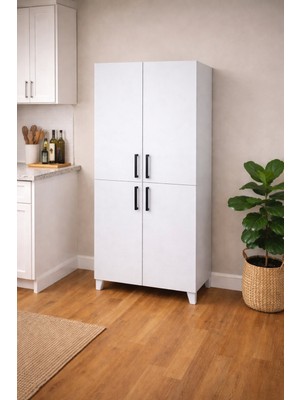 Emr Mobilya 70 cm 4 Kapaklı Beyaz Renk Cok Amaclı Dolap