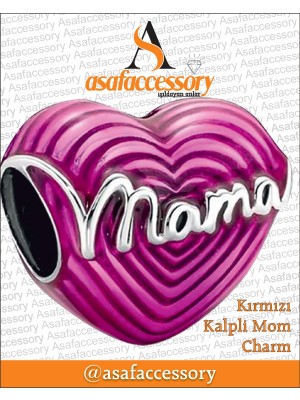 Asaf Accessory Pembe Kalpli Mom Charm