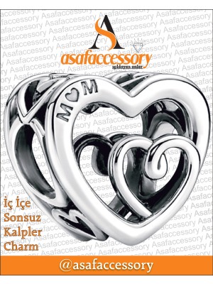 Asaf Accessory Iç Içe Sonsuz Kalpler Charm