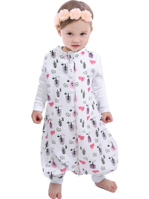 Enhitbaby Müslin Çocuk Bebek Uyku Tulumu 0,5 tog Pembe - Beyaz Renk ile Yaz Kullanımına Uygun