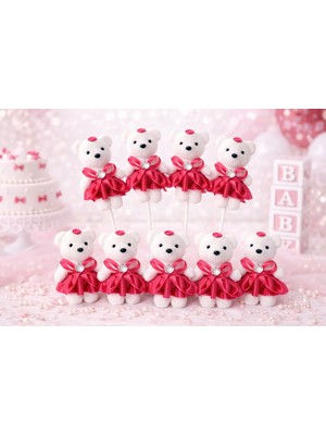 Eng Parti Dünyası 10’lu Fuşya Strafor Köpük Ayı Seti – Delikli, Çubuklu Süsleme ve Hediyelik Yapımına Uygun