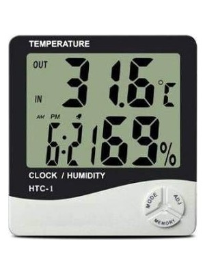 Htc-1 Duvara Asılabilen Saatli Sıcaklık ve Nem Ölçer Termometre Higrometre