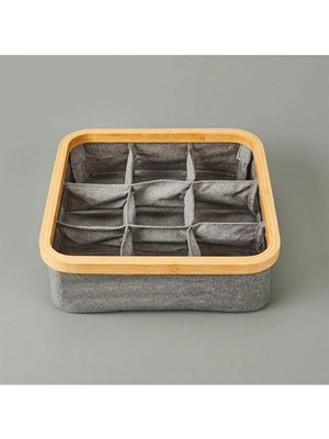 4 Adet Arow 9 Bölmeli Katlanabilir Sepet Gri 30X30 cm
