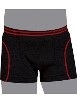 Tutku Çocuk Boxer Paket 6lı Düz Penye Kumaş Tam Kalıp Slim Siyah Model