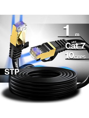 Mn6 M109F Cat7 Ethernet Kablosu 1 Metre 5G Modem Uyumlu Bakır İletken STP 10 Gbps Altın Kaplama RJ45