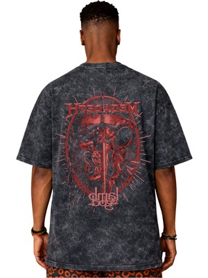 Sevbano Megadeth Lamb Of God Rock Metal Müzik Grubu Sırt Baskılı Unisex Oversize Eskitme Yıkamalı Tişört
