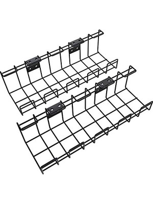Kd Essentials – 2× Metal Kablo Sepeti-M Boyutu, 2'li Paket – Kablo Tutucu ve Kanalı (Masa Altı/duvar Montajı, Vidalanabilir, Şarj Cihazı, Güç Kaynağı, Priz Şeritlerini Saklar, Siyah)