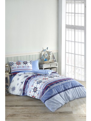Loyal Home Marina Desenli Tek Kişilik Nevresim Takımı 160 x 220 cm Renkli Hafif Kumaş