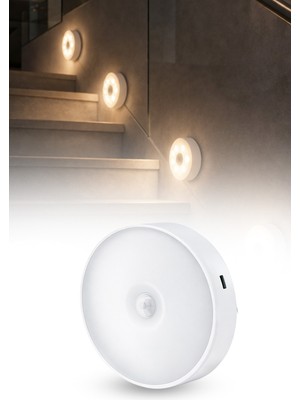 Omilife Hareket Sensörlü USB Şarjlı Beyaz LED Işık Lamba (Sensörlü)