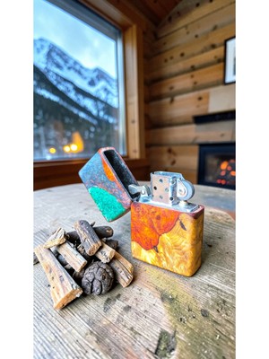 Precious Stabilize Ambonya Ağacı & Epoksi Özel Tasarım Benzinli Çakmak