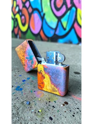 Precious Ambonya Ağacı & Epoksi Özel Tasarım Benzinli Çakmak