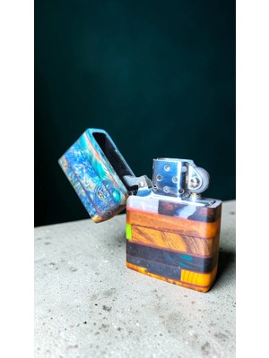 Precious Stabilize Ahşap & Epoksi Özel Tasarım Benzinli Çakmak