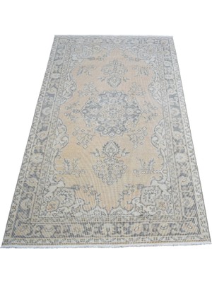 Zehra Abla Halı Vintage El Dokuma Açık Turuncu Nadir Pastel Uşak Yün Halı 7196