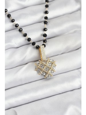 Uslucan Alışveriş 316L Çelik Zincir Kristal Boncuklu Kalpli Kadın Kolye