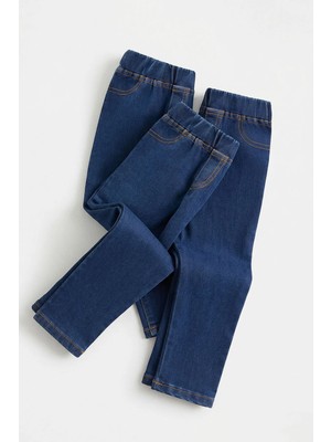 Sahte Cepli Tayt Pantolon 1-7 Yaş Mavi