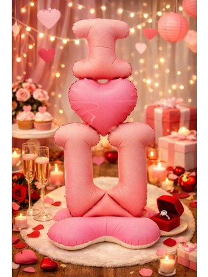 Eng Parti Dünyası 118 cm I Love You Temalı Romantik Dekoratif Şişme Balon – 50 cm Genişlik ENG-1046