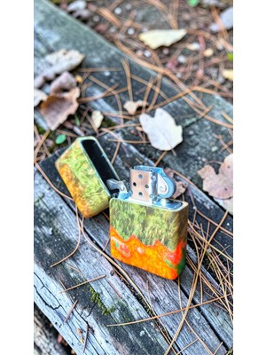 Precious Stabilize Ambonya Ağacı & Epoksi Özel Tasarım Benzinli Çakmak