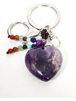 Moncuk Design Kalp Kesim Kan Taşı Doğal Taş ve Çakra Boncuklu Anahtarlık – Cesaret ve Canlılık Veren Şık Çanta Aksesuarı