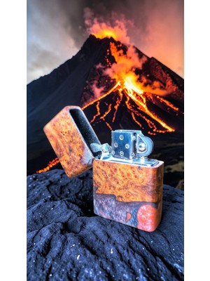 Precious Ambonya Ağacı & Epoksi Özel Tasarım Benzinli Çakmak