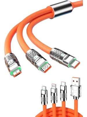 Karahanbey 120W 3 In 1 Uyumlu Silikon Şarj Kablosu Hızlı Şarj Kablosu -