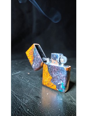 Precious Ambonya Ağacı & Epoksi Özel Tasarım Benzinli Çakmak