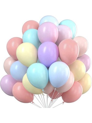Hayaller Dükkanı Balon Düz 5 Inç Makaron Karışık 100'LÜ