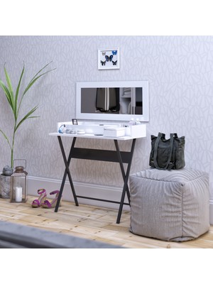 Dekorfim Stilvoll Modern Makyaj Masası Beyaz Suntalam Malzemeden Şık Tasarım