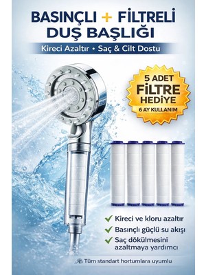 Akdoğan Yapı Ve Hırdavat Masajlı Masaj Başlı Filtreli Kireç Önleyici 5 Fonksiyonlu Banyo Duş Başlığı Kaliteli El Duşu 2 Adet