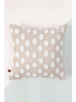 Hamur Bohem Tasarım Kare Dekoratif Kırlent Kılıfı Point Bej %30 Pamuk %70 Micro Polyester Punch Desen