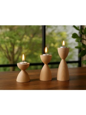 FASTWOOD Ahşap Şamdan 7.5X7.5X9CM