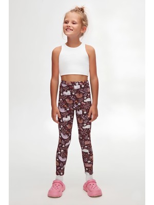 Lazy Cat Kız Çocuk Desenli Yazlık Tayt