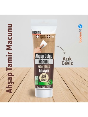 Badem10 Ahşap Parke Tamir Macunu Açık Ceviz Renk Mobilya Masa Dolgu Çatlak Çizik Giderici 125 ml