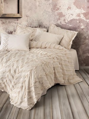 Xciks Collections Ranforce Çift Kişilik Yatak Örtülü Nev Takımı Limi Crimp Bej