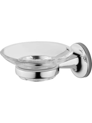 Esranın Dünyası Krom Kaplama Sabunluk - Şeffaf Cam Kap