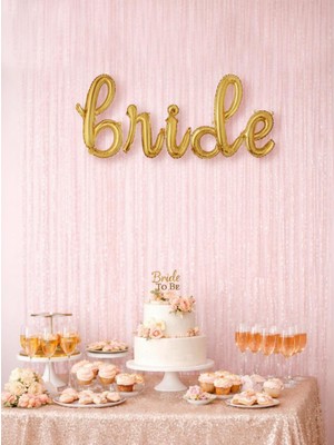 Parti Adresi Bride El Yazısı Folyo Balon Bekarlığa Veda Partisi Balonu Gold 45 cm
