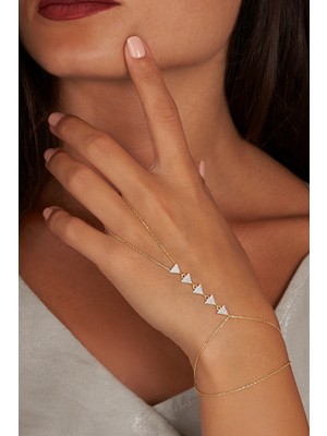 Lia Berto Altın Kaplama Sıralı Üçgenler 925 Ayar Gümüş Şahmeran El Yapımı Kadın Aksesuar