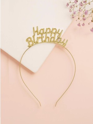 Parti Adresi Metal Happy Birthday Taç Doğum Günü Tacı Gold