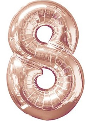 Parti Adresi Rakam Folyo Balon 8 Rose Gold Renk 100 Cm - 40"