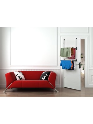 biriciks Biricik Alüminyum 2 Katlı Kapı Arkası Çamaşır Kurutmalık 1 Adet Siyah - Kırmızı Renkli Kolay Kurulum