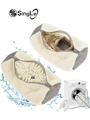 Single Ayakkabı Yıkama Çantası Özel Makarna Kumaş Fermuarlı Büyük Boy Mikrofiber
