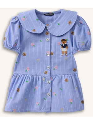 DeFacto Bebe Yaka Baskılı Kısa Kollu Gömlek Kız BEBEK H2988A526SM