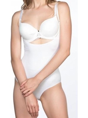Pileli Store Pilelistore Beyaz Açık Göğüs Çıtçıtlı Dikişsiz Korse - 756