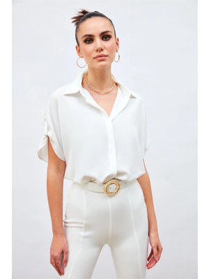 Sateen Y26 1100-2032 Kısa Kol Gömlek Ekru