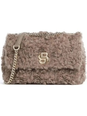 Boss %90 Polyester, %10 Yün Açık Kahve Kadın Omuz Çantası B_ıcon M Sh. Bag Fur